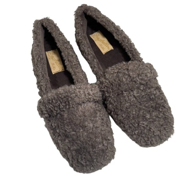 Seychelles Faux Shearling Moc toe Loafer Shoes Women's Gray Size US 10 NEW - Picture 3 of 5